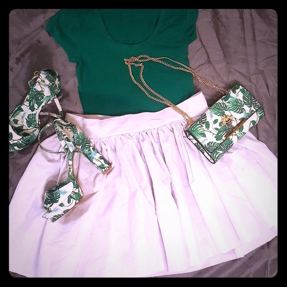 Off white gathered mini skirt